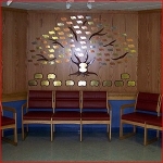 First of two large waiting rooms. People for Animals benefactors are honored on our Tree of Giving display.